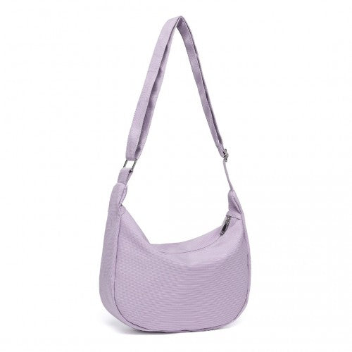 Water-Resistant Portable Crescent Shoulder Cross Body Bag - Purple