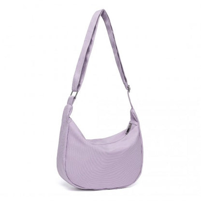 Water-Resistant Portable Crescent Shoulder Cross Body Bag - Purple