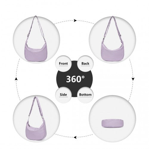Water-Resistant Portable Crescent Shoulder Cross Body Bag - Purple