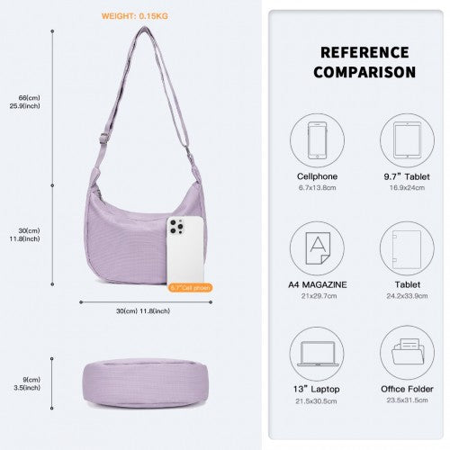 Water-Resistant Portable Crescent Shoulder Cross Body Bag - Purple