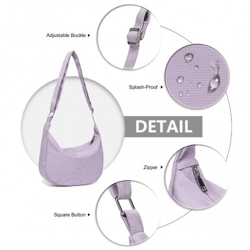 Water-Resistant Portable Crescent Shoulder Cross Body Bag - Purple