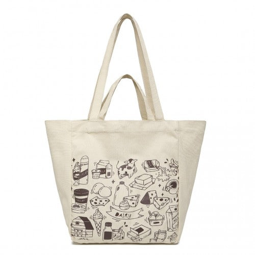 Durable Canvas Shopping Shoulder Bag - Beige