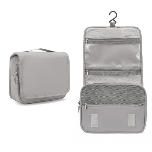 Classic Hanging Multi-Pocket Waterproof Travel Makeup Bag - Grey