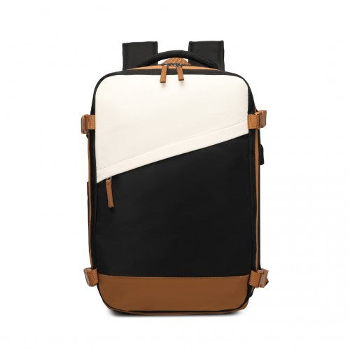 Water Resistant Functional Backpack with Shoe Compartment & USB Charging Port - Black