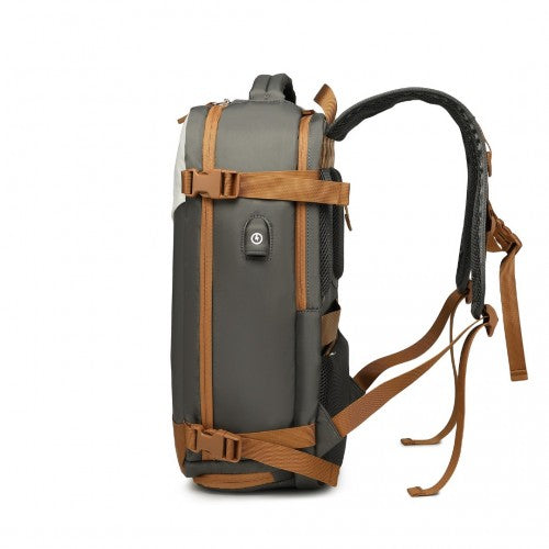 Water Resistant Functional Backpack with Shoe Compartment & USB Charging Port - Grey