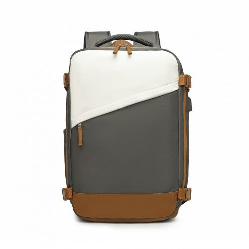 Water Resistant Functional Backpack with Shoe Compartment & USB Charging Port - Grey