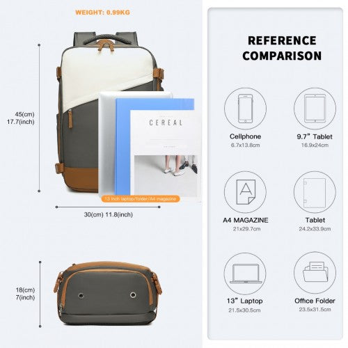 Water Resistant Functional Backpack with Shoe Compartment & USB Charging Port - Grey