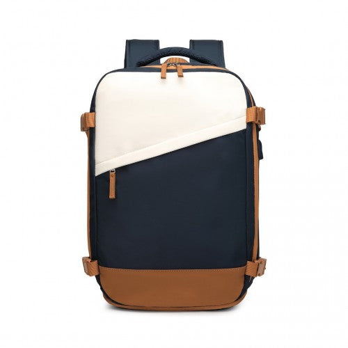 Water Resistant Functional Backpack with Shoe Compartment & USB Charging Port - Navy