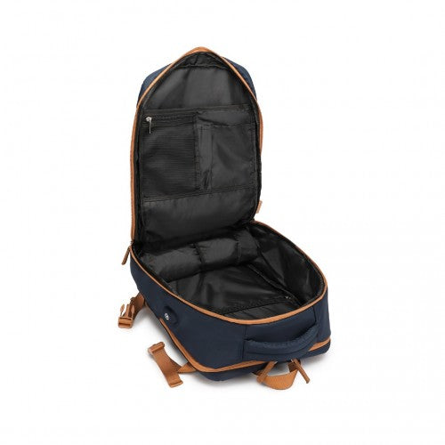 Water Resistant Functional Backpack with Shoe Compartment & USB Charging Port - Navy