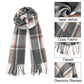 Acrylic Fashion Women's Long Shawl Grid Tassel Winter Warm Oversized Scarf - Grey