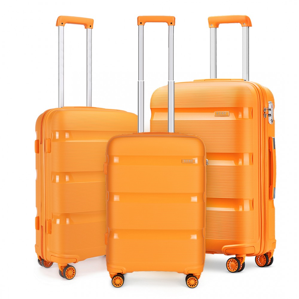 Kono Bright Hard Shell PP Suitcase 3 Pieces Set - Classic Collection - Orange