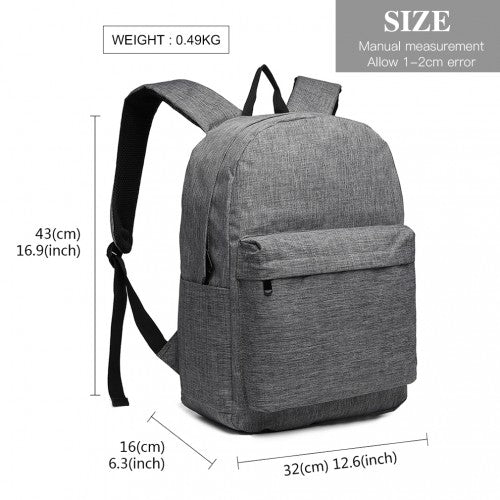 Kono Large Functional Basic Backpack - Grey