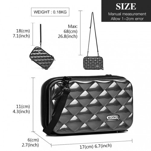 Kono Multifaceted Diamond Travel Clutch - Grey