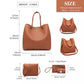 Miss Lulu 4 Piece Set Shoulder Tote Handbag - Brown