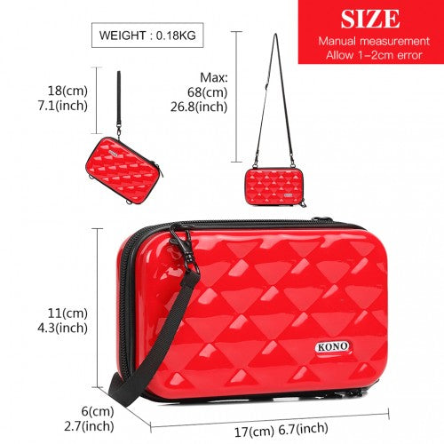 Kono Multifaceted Diamond Travel Clutch - Red