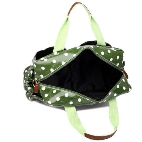 Miss Lulu Maternity Baby Changing Bag Polka Dot Green