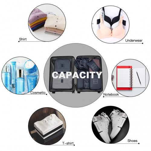 Kono 8 Piece Polyester Travel Luggage Organiser Bag Set - Navy Blue