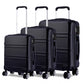 Kono Abs Sculpted Horizontal Design 3 Piece Suitcase Set - Black