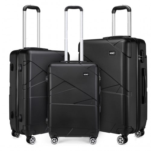 Kono 20-24-28” Bandage Effect Hard Shell Suitcase - Black