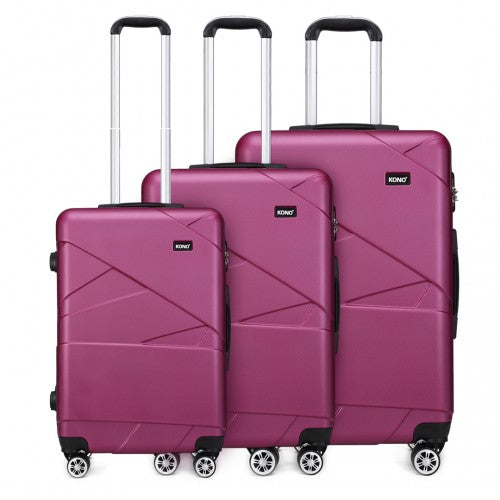 Kono 20-24-28” Bandage Effect Hard Shell Suitcase - Purple