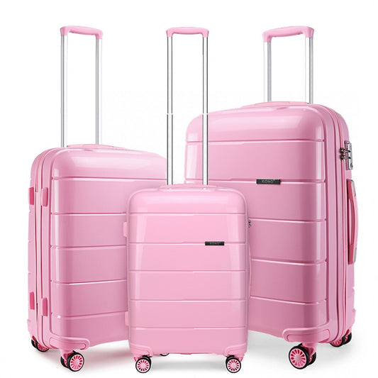 Kono 20./24/28” Hard Shell PP Suitcase Set - Pink