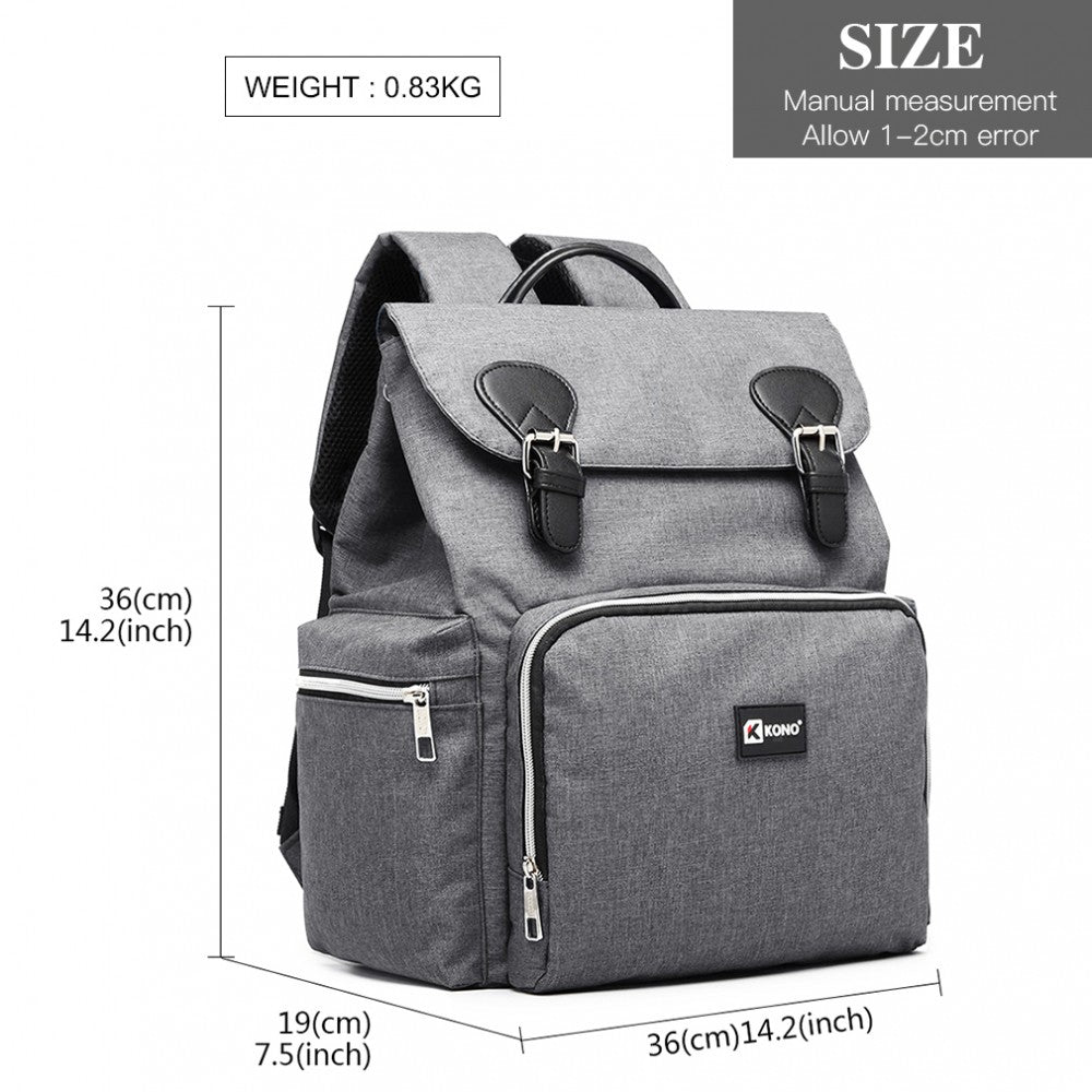 Kono Travel Baby Changing Backpack With USB Charging Interface - Grey