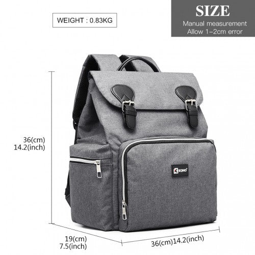 Kono Travel Baby Changing Backpack With USB Charging Interface - Grey