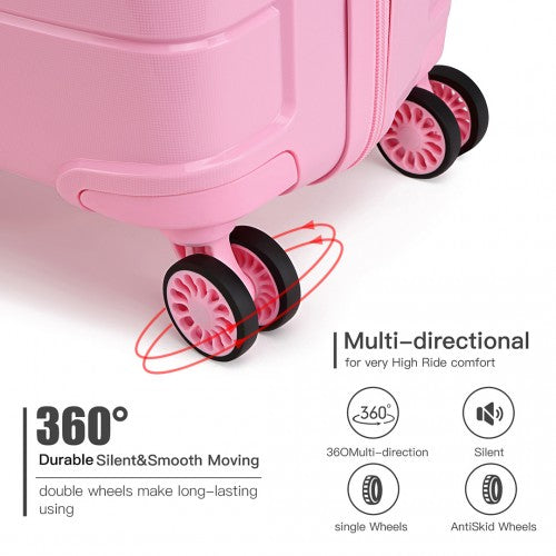 Kono 24 Inch Hard Shell PP Suitcase - Pink