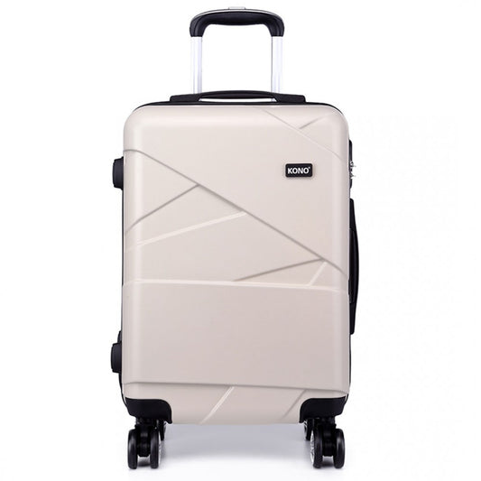 Kono 24 Inch Bandage Effect Hard Shell Suitcase - Beige
