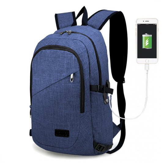 Kono Business Laptop Backpack With USB Charging Port - Navy Blue
