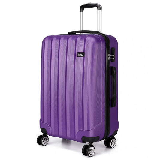 Kono Vertical Stripe Hard Shell Suitcase 20 Inch Luggage Set Purple