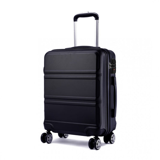 Kono Abs Sculpted Horizontal Design 24 Inch Suitcase - Black