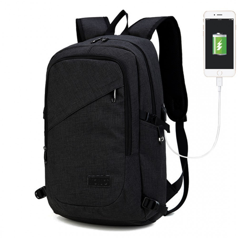 Kono Business Laptop Backpack With USB Charging Port - Black