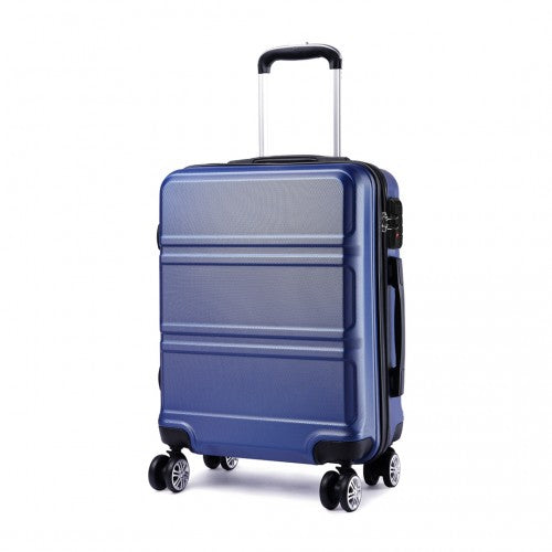 Kono ABS Sculpted Horizontal Design 28 Inch Suitcase - Navy Blue