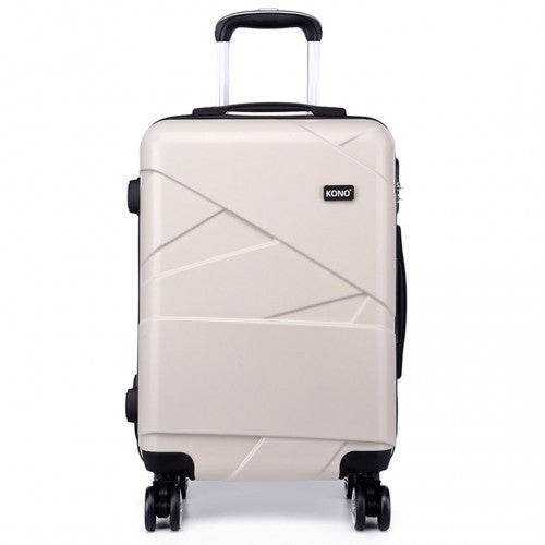 Kono 28 Inch Bandage Effect Hard Shell Suitcase - Beige