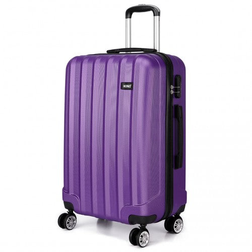 Kono Vertical Stripe Hard Shell Suitcase 20 Inch Luggage Set Purple